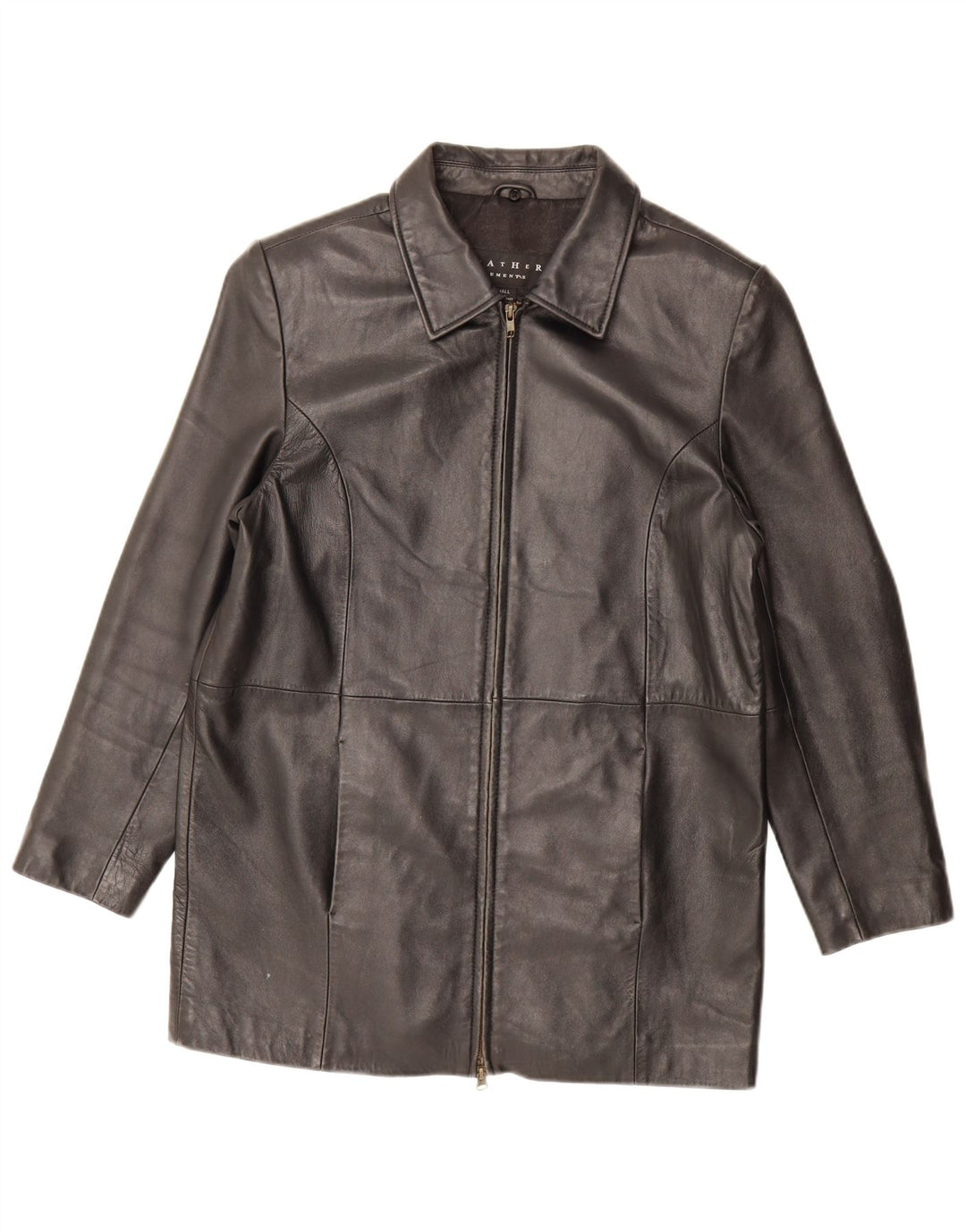 Jaqueta de couro feminina ELEMENTS UK 10 pequena clássica de couro preto