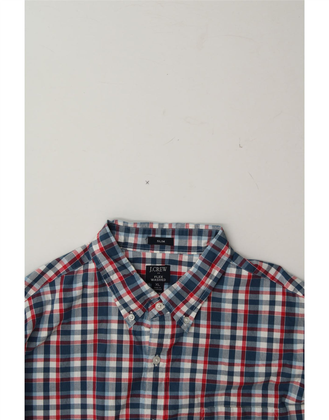 J. CREW Mens Flex Slim Fit Shirt XL Blue Check Cotton Vintage J. Crew and Second-Hand J. Crew from Messina Hembry 