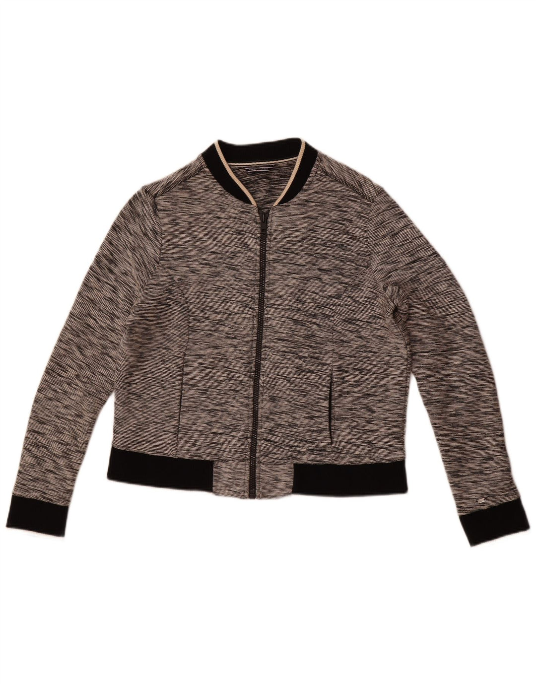 Tommy Hilfiger Jaqueta feminina de treino para mulheres Reino Unido 12 algodão manchado cinza médio