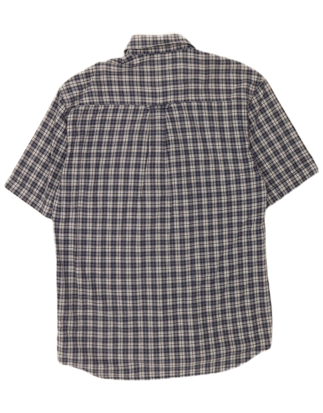 Camisa masculina de manga curta Mustang médio azul marinho xadrez algodão