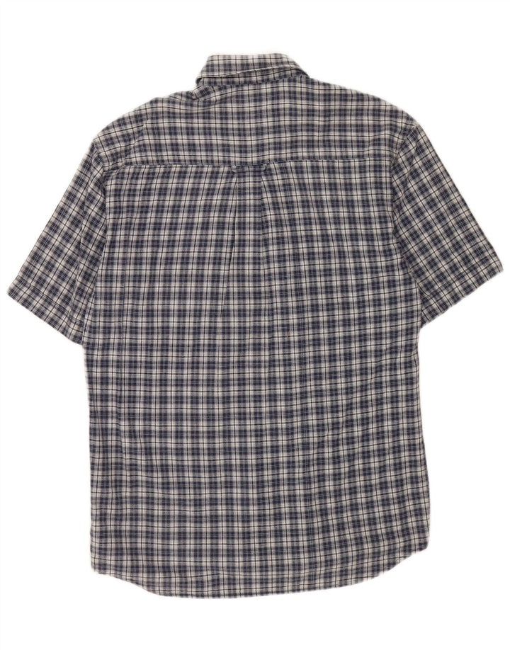 Camisa masculina de manga curta Mustang médio azul marinho xadrez algodão