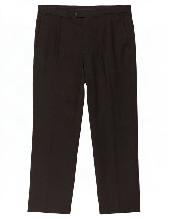 Calça masculina de terno reto Marks & Spencer W40 L31 lã cinza