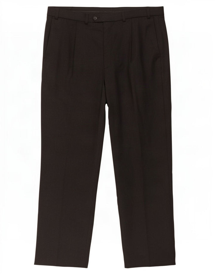 Calça masculina de terno reto Marks & Spencer W40 L31 lã cinza