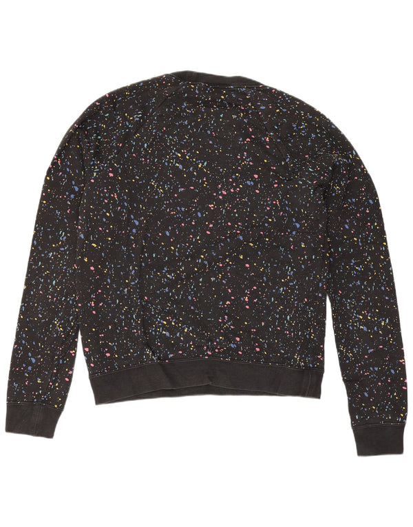 Nike feminino gráfico oversized moletom jumper UK 6 XS preto manchado