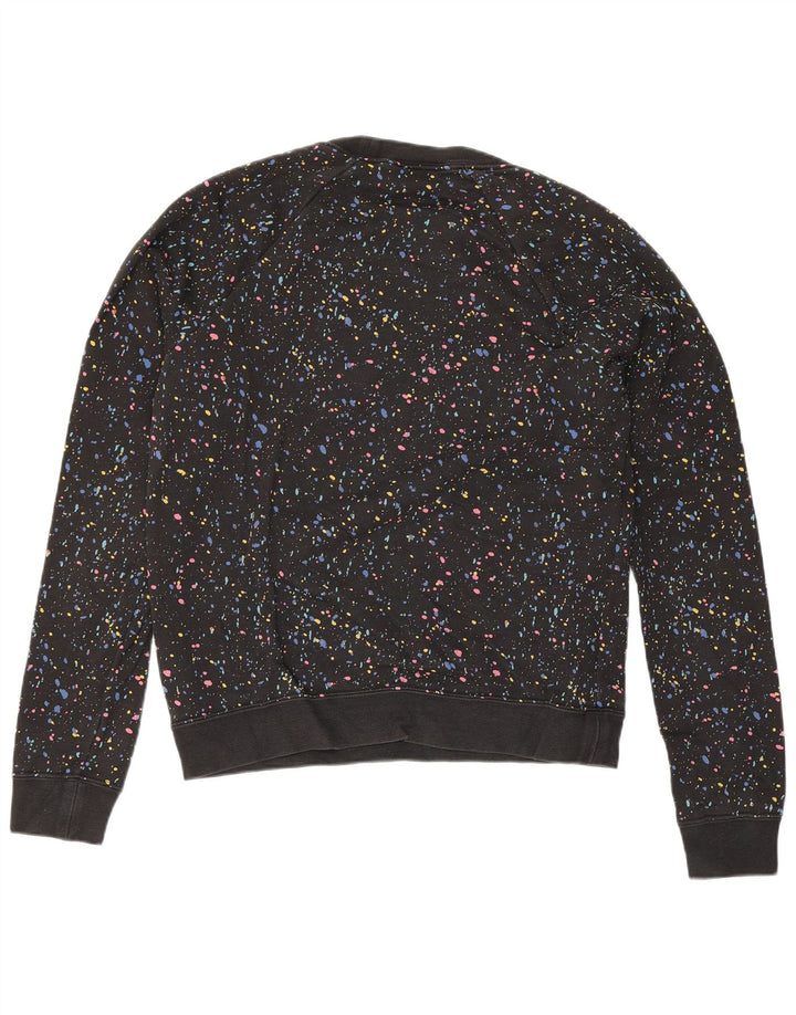 Nike feminino gráfico oversized moletom jumper UK 6 XS preto manchado