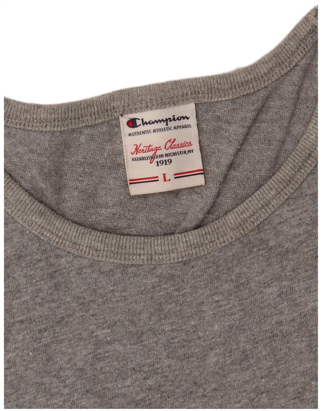 Camiseta feminina CHAMPION Heritage Classics com estampa UK 14 grande cinza