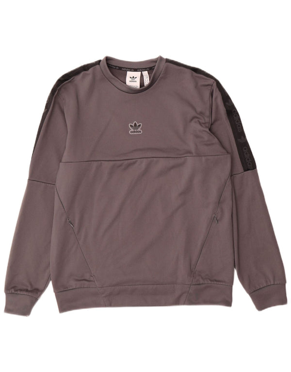 Adidas masculino gráfico moletom jumper médio cinza colorblock poliéster