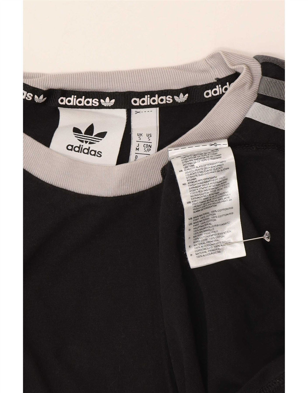 Adidas Mens Camiseta Top Pequeno Algodão Preto