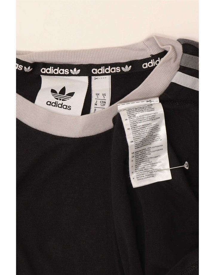Adidas Mens Camiseta Top Pequeno Algodão Preto