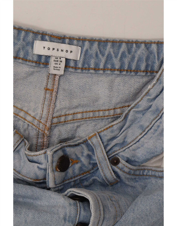 Saia jeans feminina Topshop UK 8 pequena W26 azul