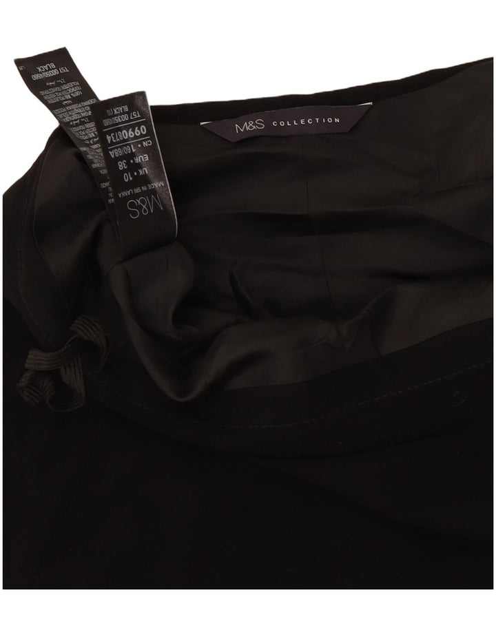 Saia feminina Marks & Spencer A-Line UK 10 pequena W27 poliéster preto
