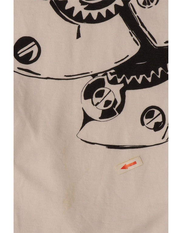 Moletom masculino VINTAGE com zíper e gola em algodão branco 2XL