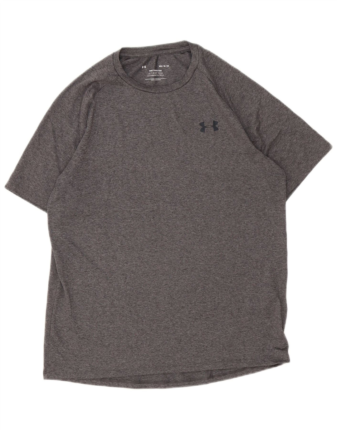 Camiseta masculina Under Armour poliéster manchado cinza médio