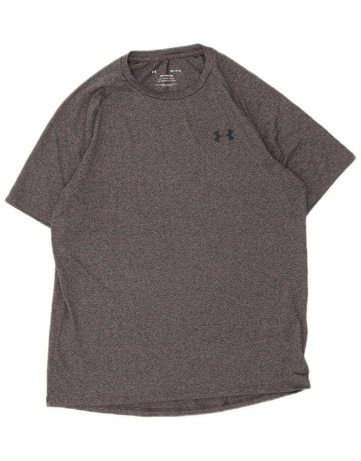 Camiseta masculina Under Armour poliéster manchado cinza médio