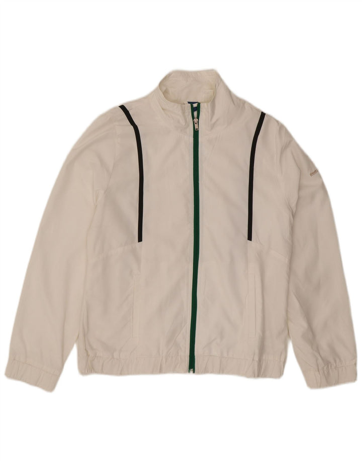 Reebok Womens Tracksuit Top Jacket UK 14 Médio Branco Poliéster