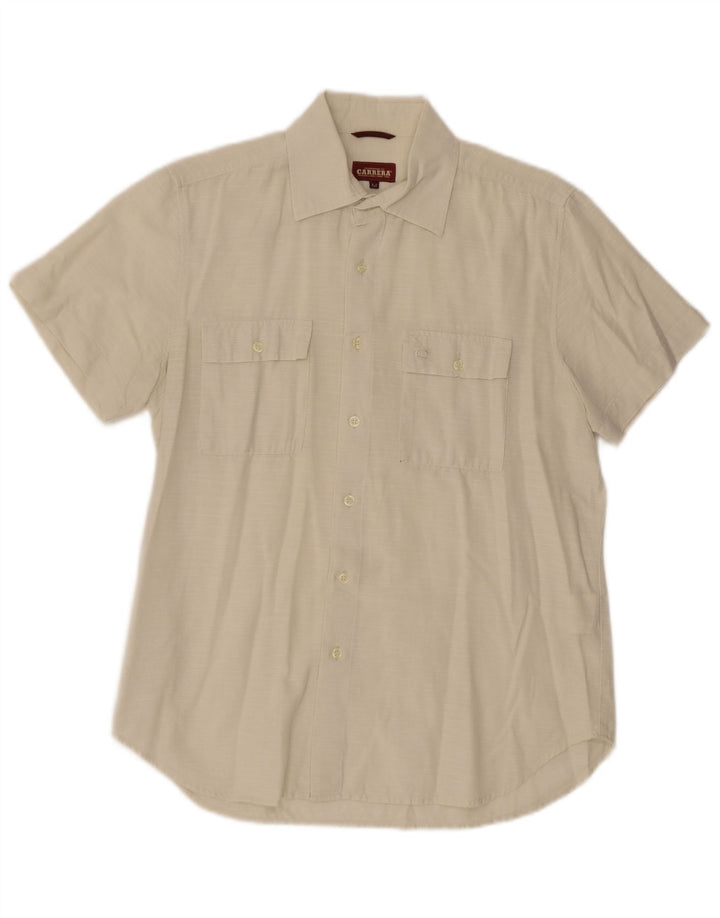 Camisa masculina de manga curta Carrera, algodão branco médio