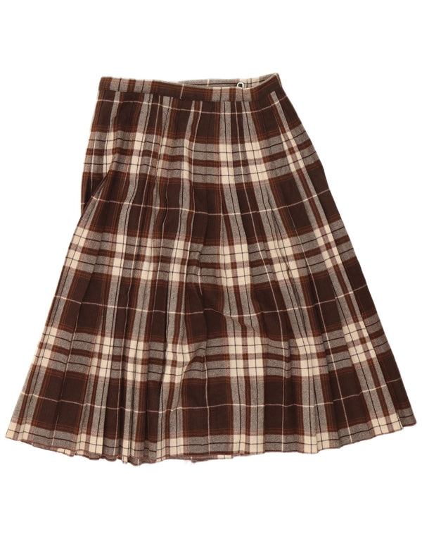 Saia feminina vintage IT 46 grande W30 xadrez marrom
