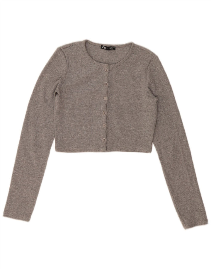 Zara Womens Crop Top Reino Unido 8 Pequeno Cinza