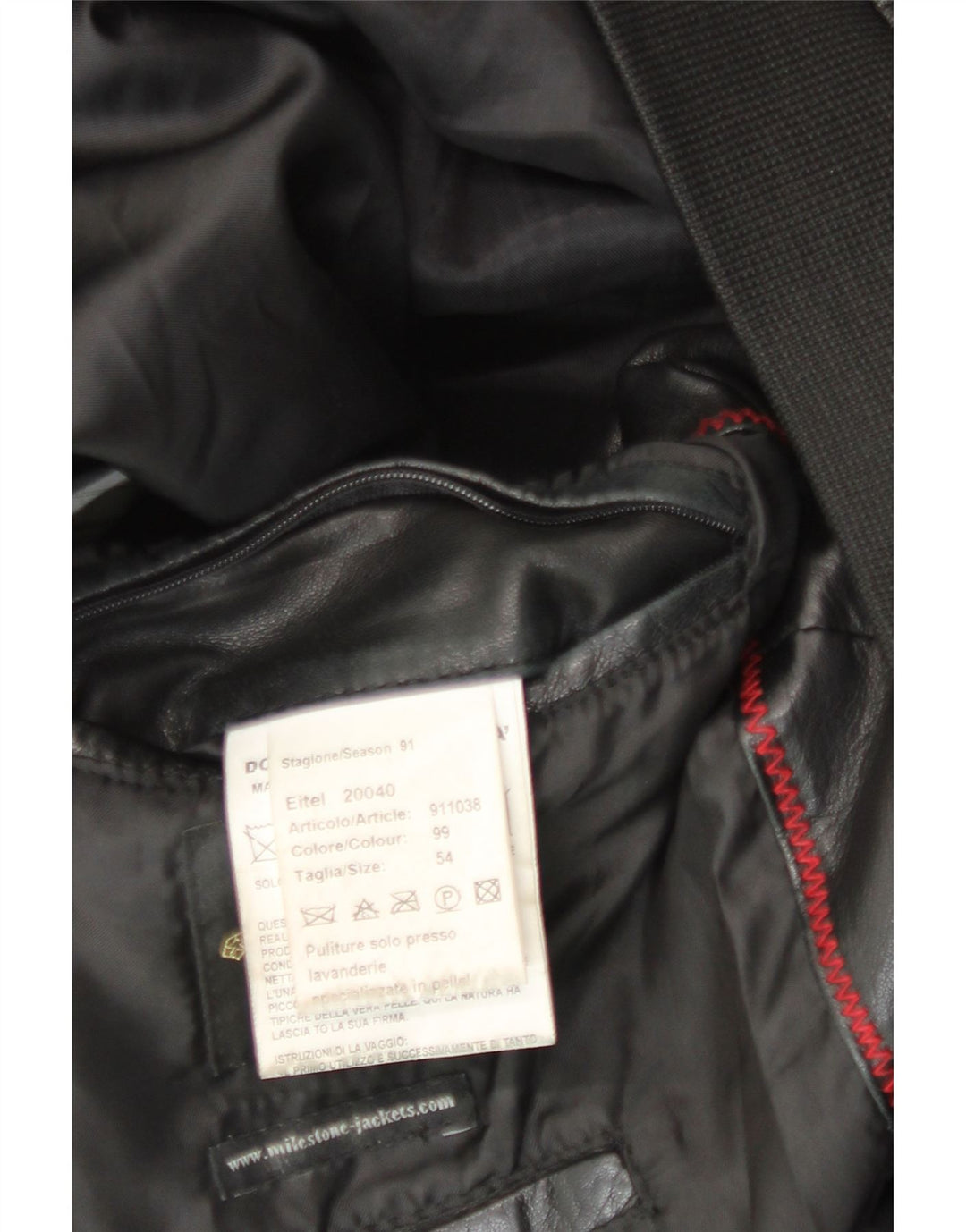 Jaqueta masculina de couro bomber Milestone IT 54 2XL couro preto