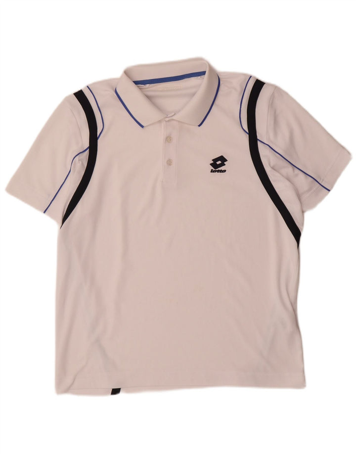 Camisa polo masculina Lotto médio branco colorblock