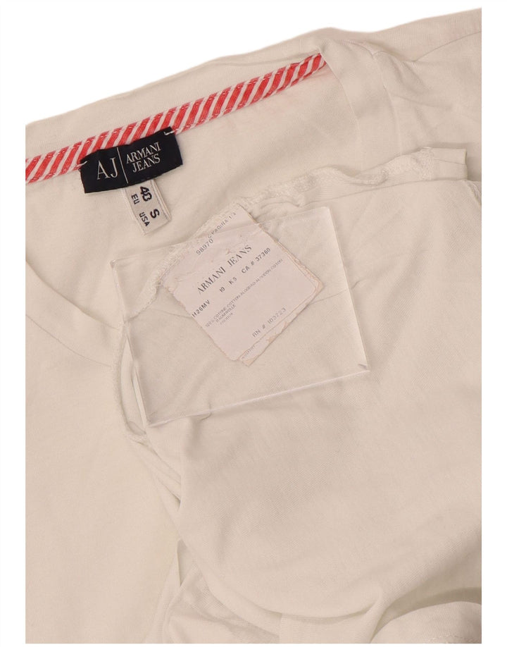 Camiseta feminina ARMANI JEANS com estampa gráfica EU 40 algodão branco médio