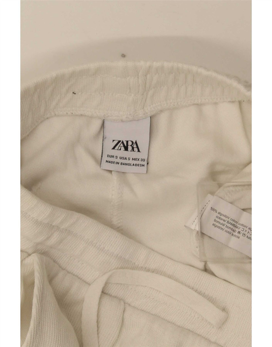 Zara Mens Sport Shorts Pequeno Algodão Branco