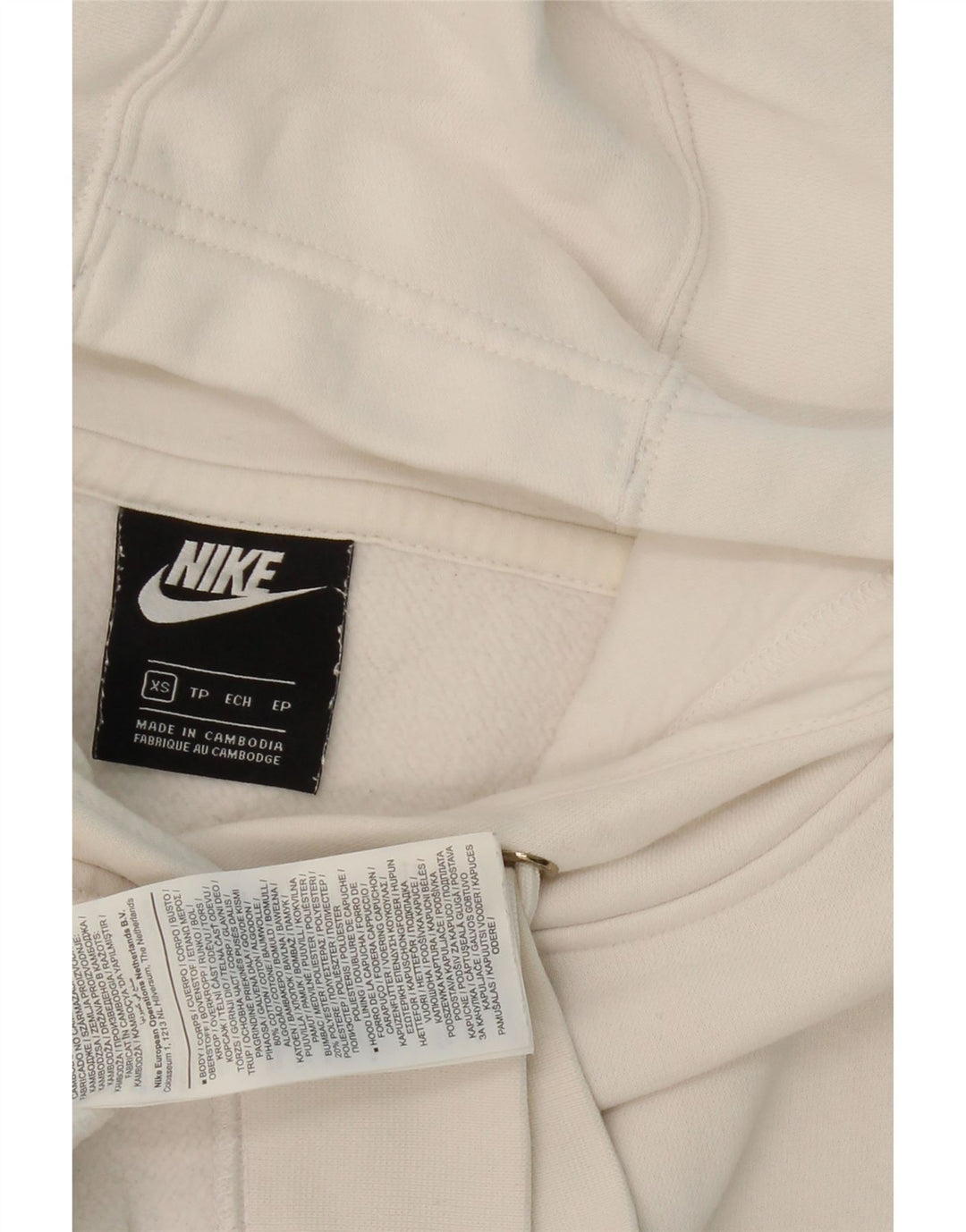 NIKE feminino oversized gráfico moletom com capuz UK 6 XS algodão branco