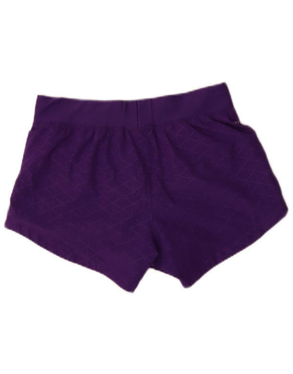Nike Womens Dri Fit Sport Shorts UK 10 Pequeno Roxo Geométrico Poliéster