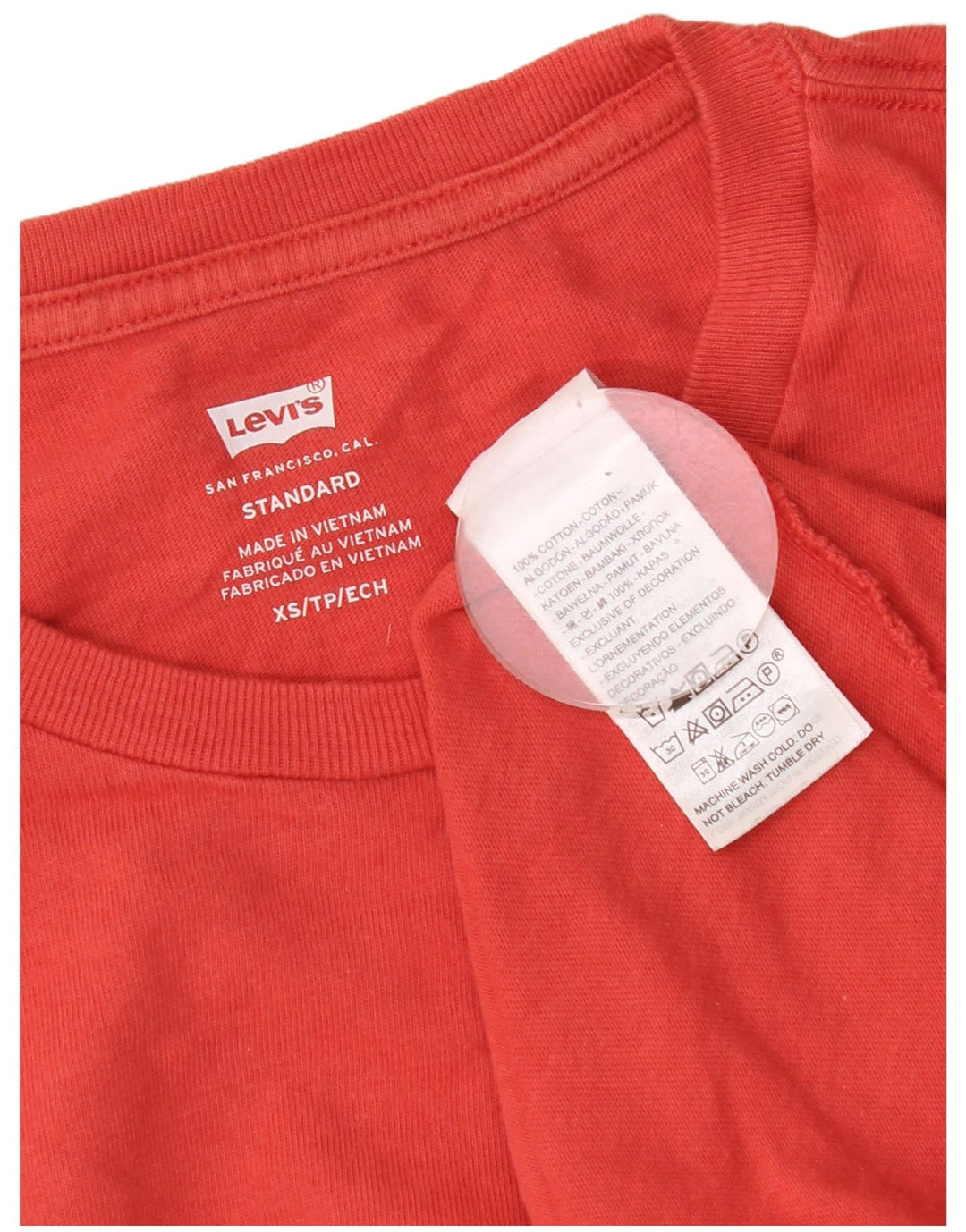 Camiseta masculina padrão Levi's Top XS algodão vermelho