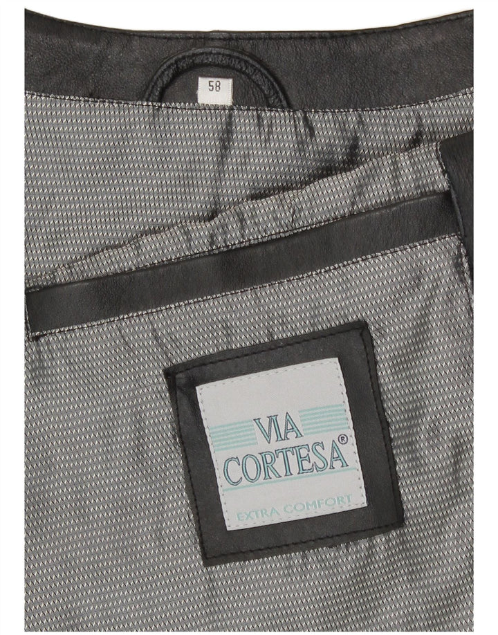 Colete de couro masculino Via Cortesa IT 58 2XL couro preto