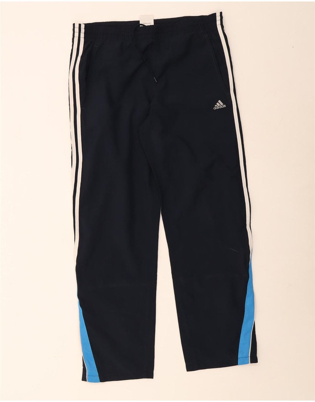 Calça de treino masculina Adidas grande azul marinho colorblock poliéster