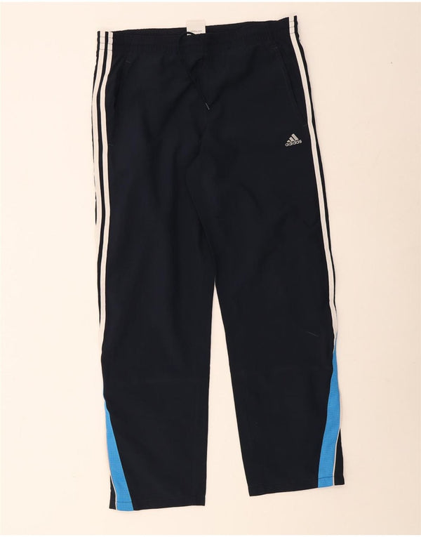 Calça de treino masculina Adidas grande azul marinho colorblock poliéster