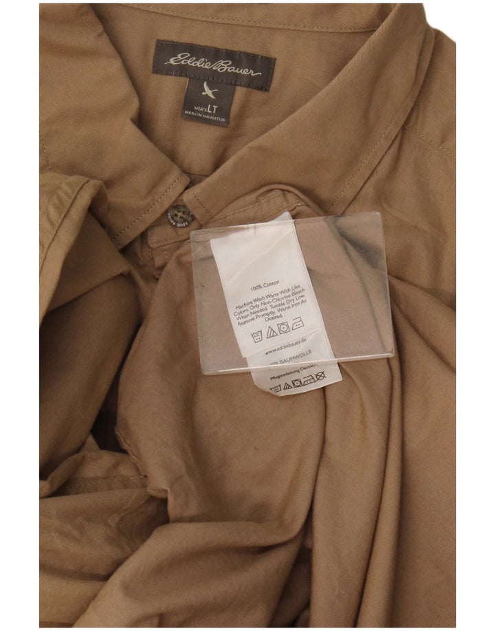 Camisa alta masculina Eddie Bauer grande algodão bege