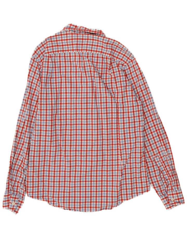 Camisa masculina J. CREW de algodão xadrez vermelho médio