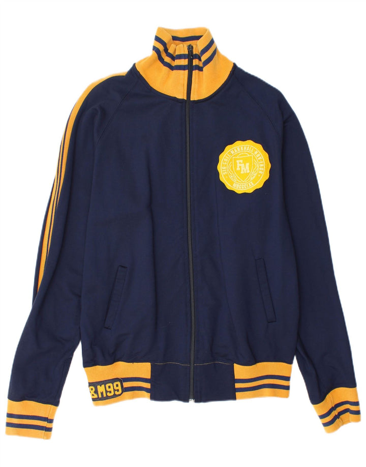 Jaqueta masculina de agasalho Franklin & Marshall pequeno bloco colorido azul marinho