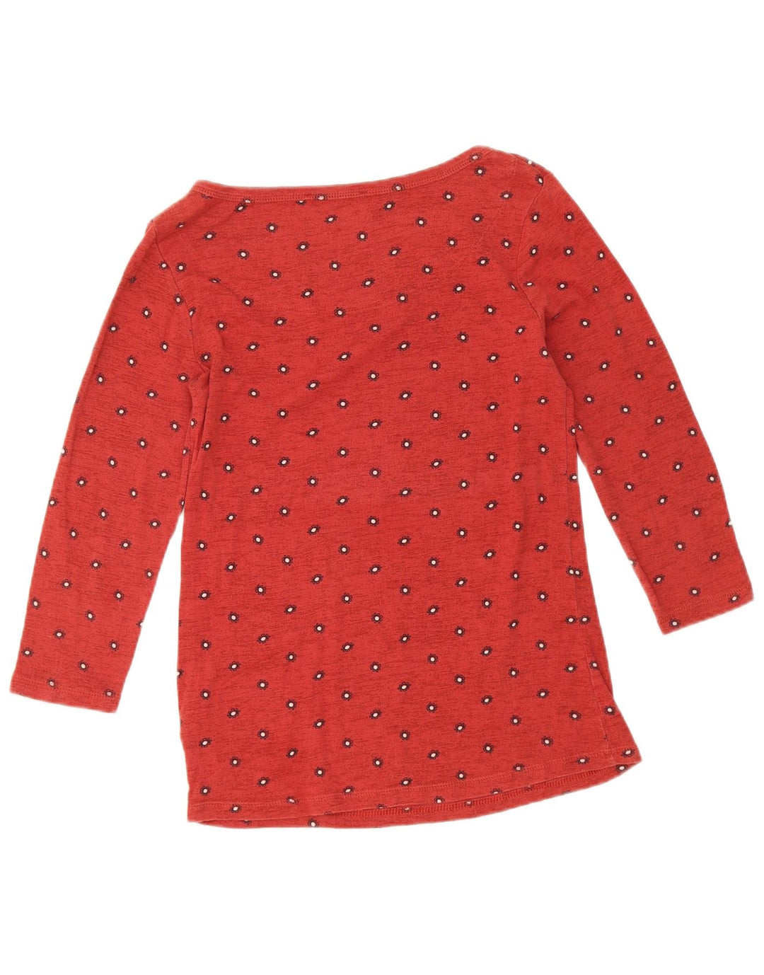 Top feminino Marks & Spencer manga 3/4 Reino Unido 12 algodão floral vermelho médio