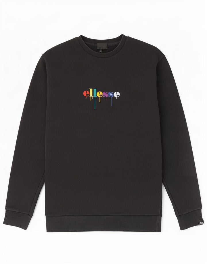 Ellesse moletom masculino gráfico jumper médio algodão preto