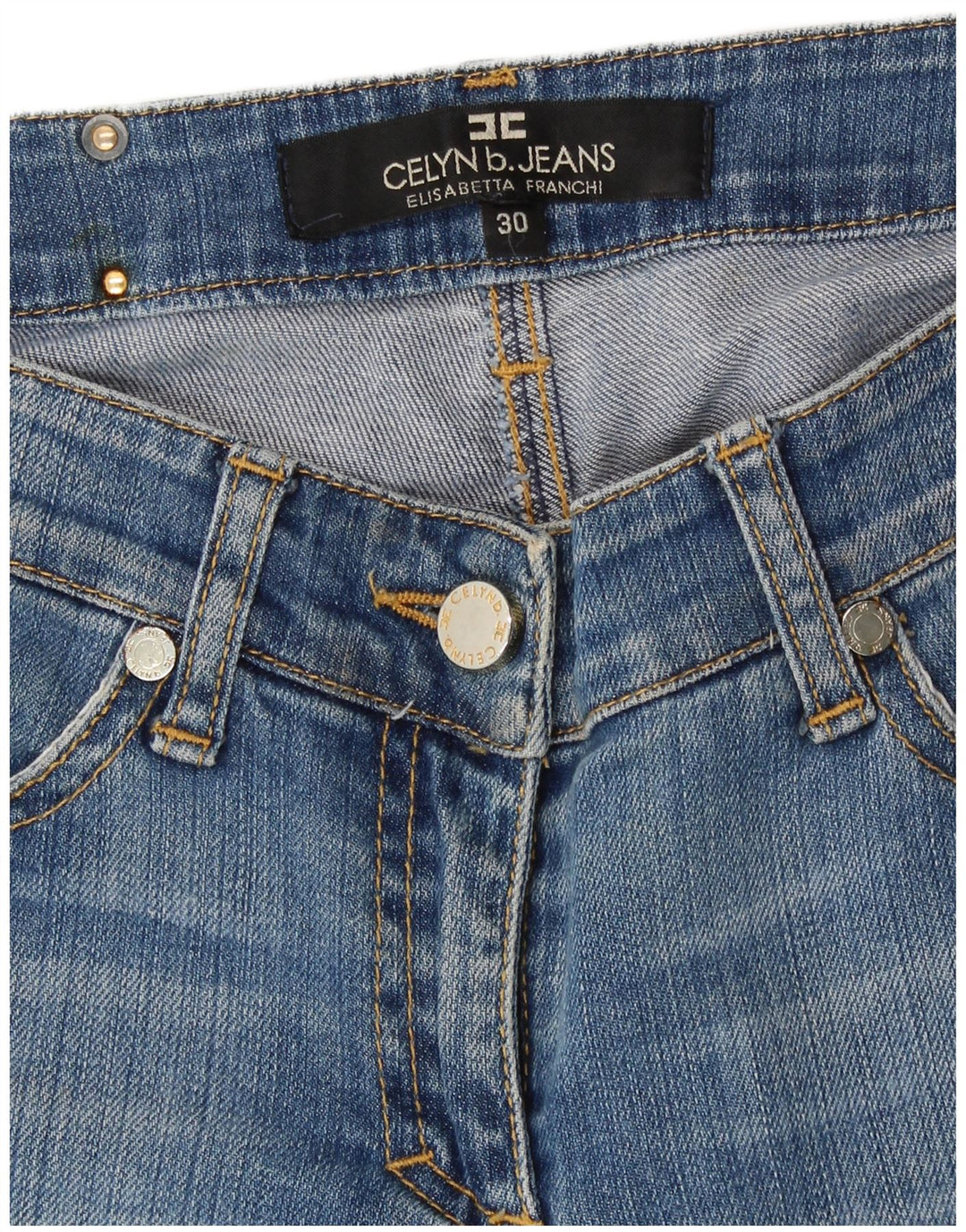 ELISABETTA FRANCHI Calça jeans feminina Celyn B Slim W30 L32 azul clássico
