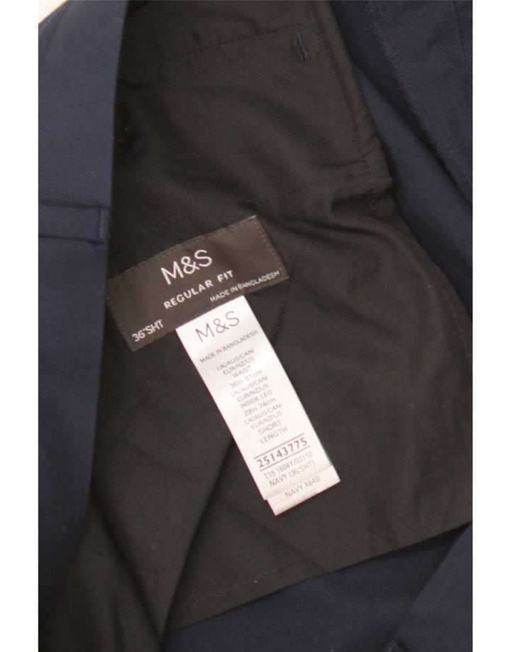 Calça feminina de ajuste regular Marks & Spencer W36 L29 azul marinho