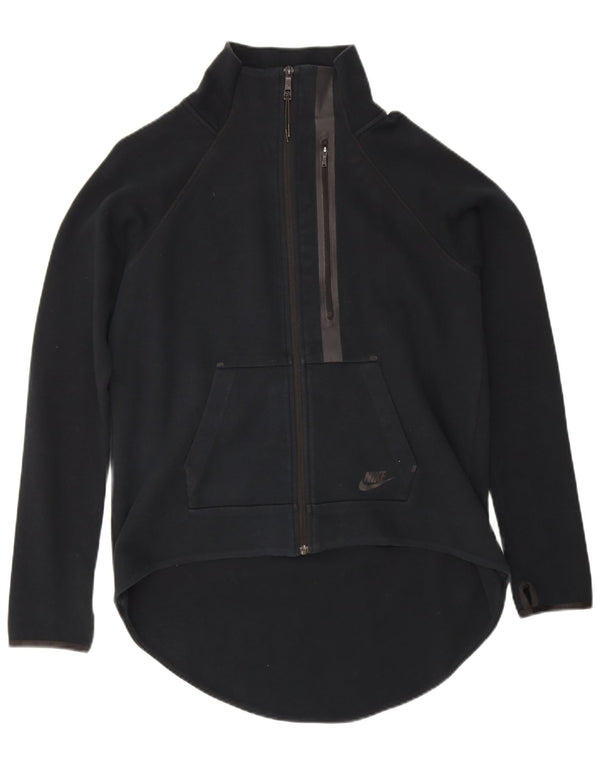 Nike Womens Tracksuit Top Jacket UK 14 Grande Algodão Preto