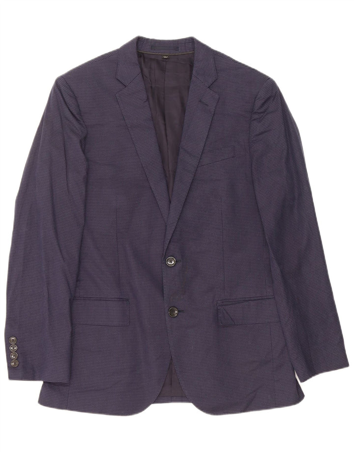 J. Crew Jaqueta masculina Ludlow 2 botões Blazer Reino Unido 36 pequena azul marinho manchada