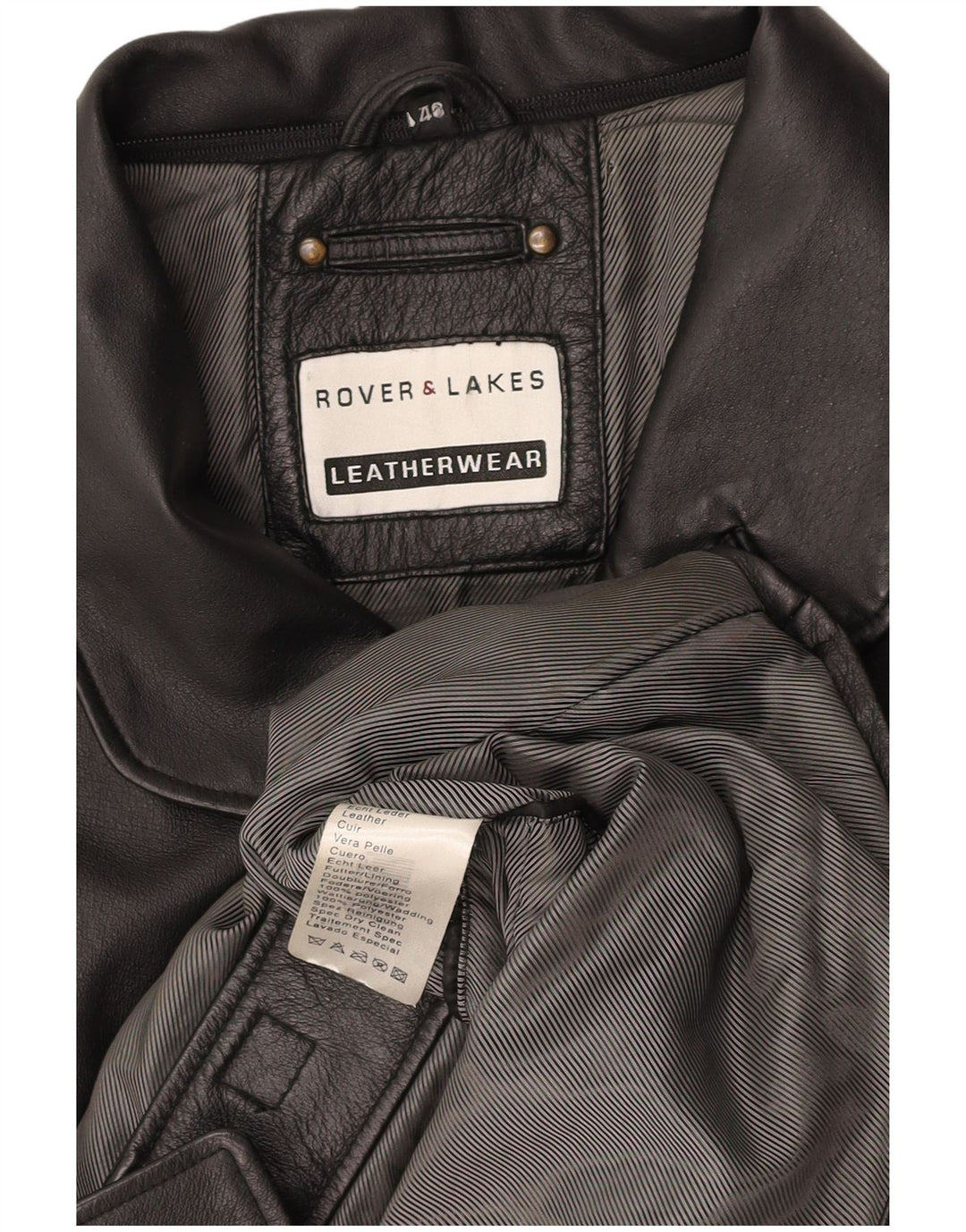 Casaco de couro masculino ROVER&LAKES IT 48 couro preto médio