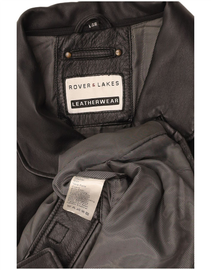 Casaco de couro masculino ROVER&LAKES IT 48 couro preto médio