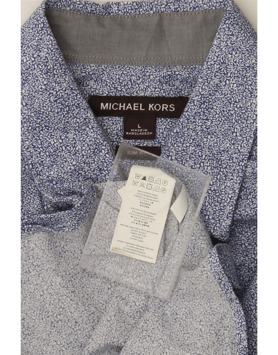 Camisa masculina MICHAEL KORS Slim Fit grande algodão floral azul