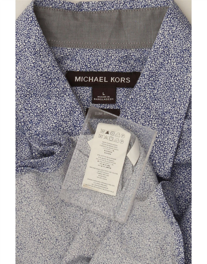 Camisa masculina MICHAEL KORS Slim Fit grande algodão floral azul