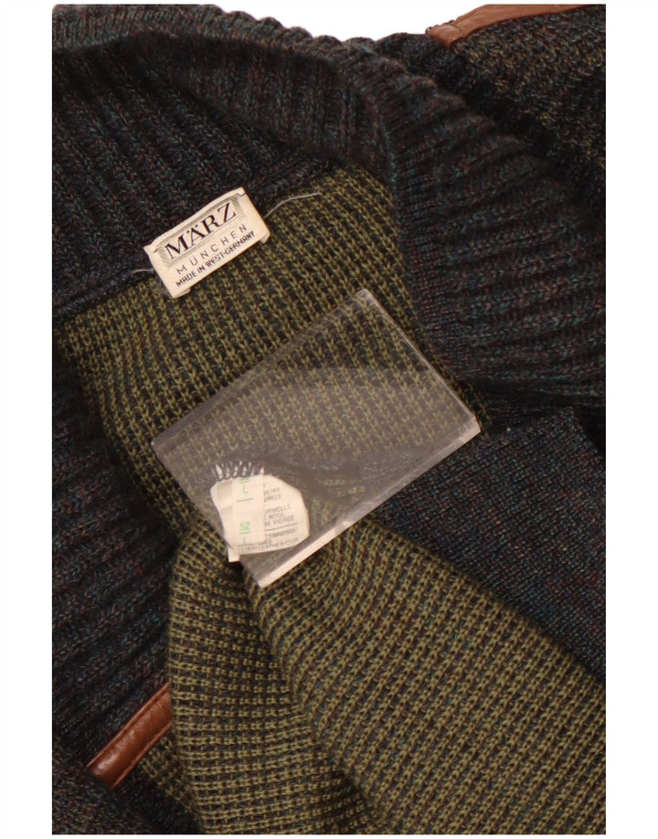 Suéter cardigã masculino Marz com peito duplo EU 52 lã manchada cinza grande