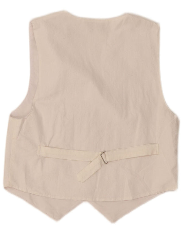 Colete gráfico feminino vintage UK 12 algodão floral branco médio