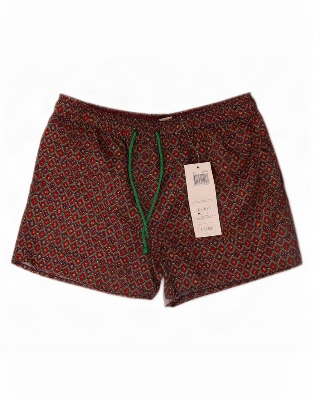 Shorts de natação masculino vintage poliéster geométrico marrom médio