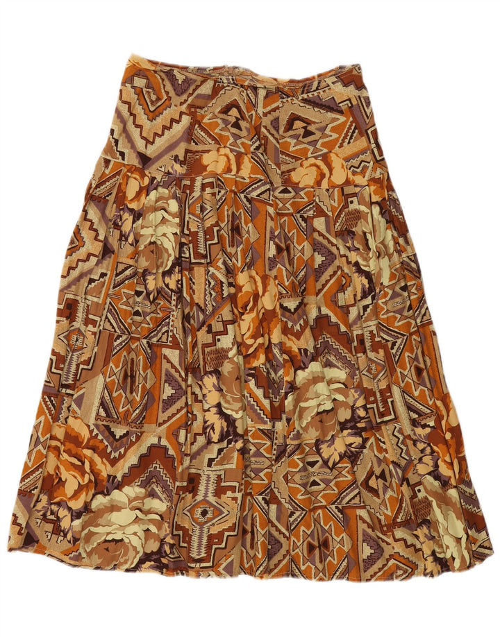 Saia plissada feminina VINTAGE médio W30 marrom patchwork algodão