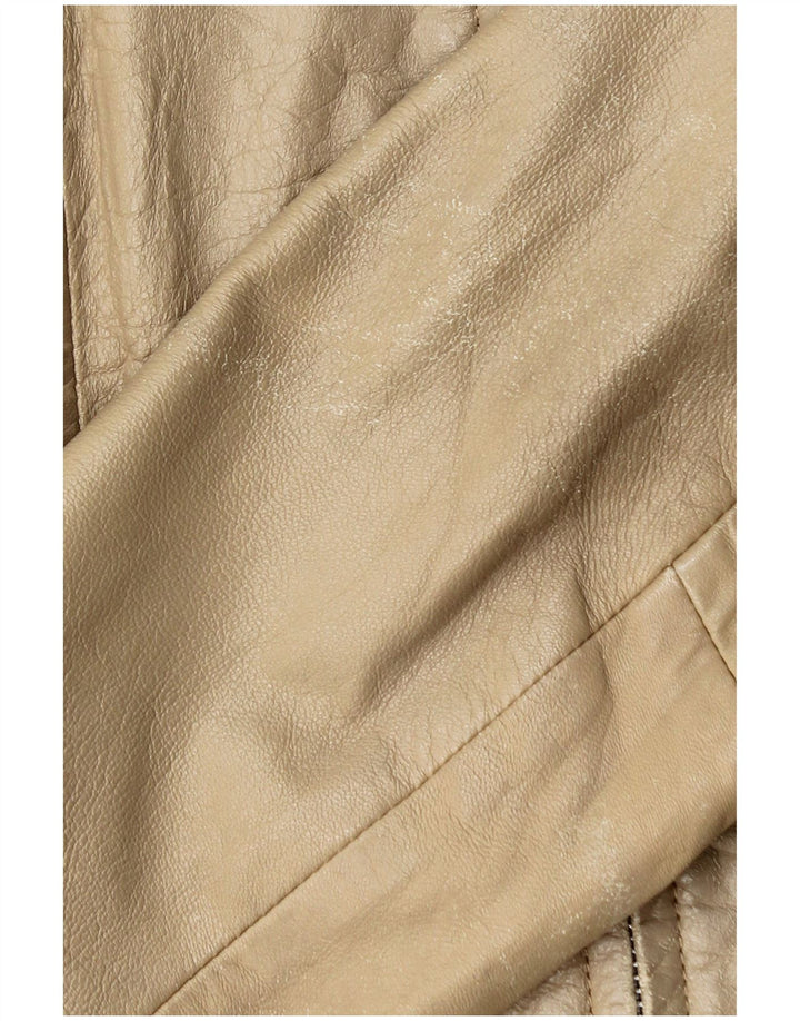 Jaqueta feminina de couro Zara UK 14 grande couro bege